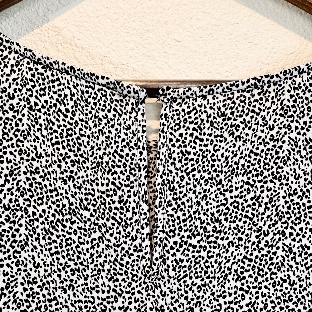 Minimalist Micro Leopard Print Blouse Relaxed Boxy Dolman Top DR2 XL Chic Top - Picture 9 of 12